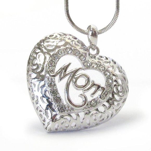 Jewelry - Mom White Gold and Crystal Necklace